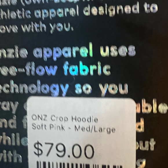 🆕 ONZIE Baby Pink M/L Crop Hoodie - Picture 13 of 17